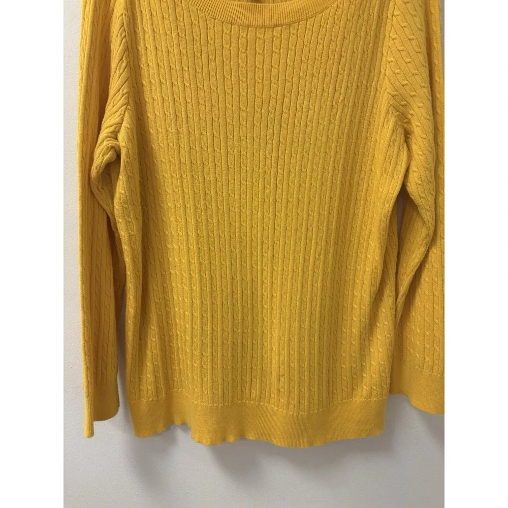 Ralph Lauren Cable Mustard Knit Sweater Sz 2X LRL 100% Button Detail Vintage